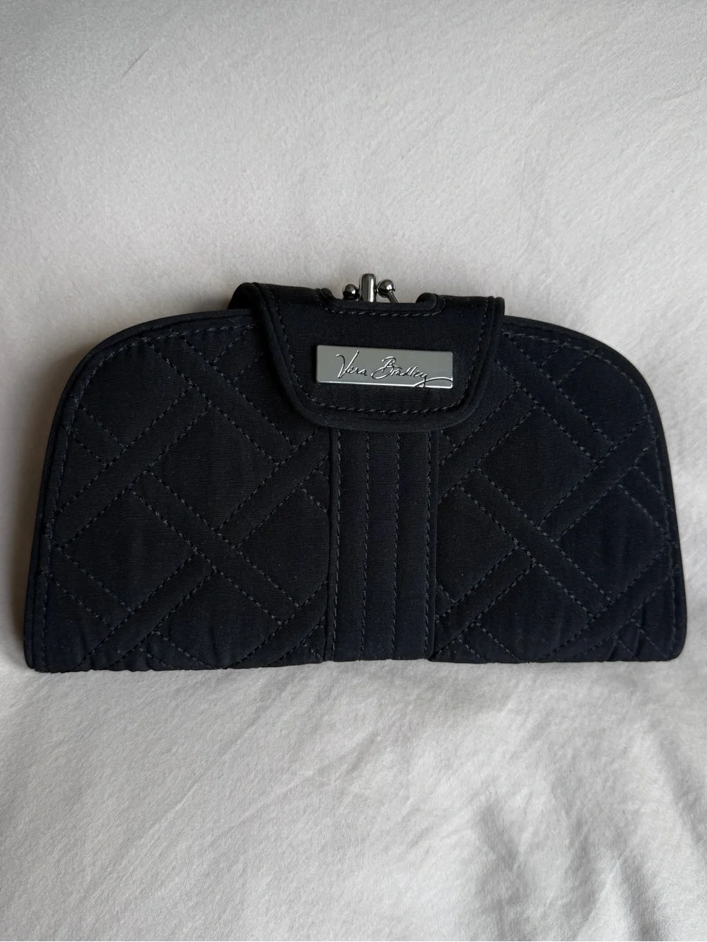 Vera Bradley Black Quilted Kiss N Snap Clutch Wallet